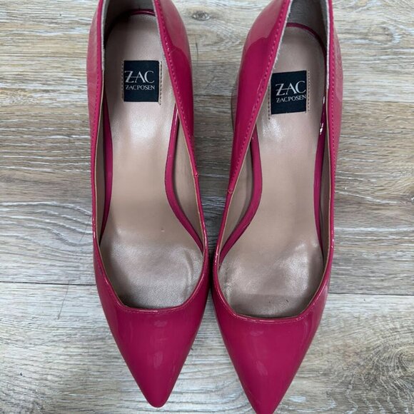 Zac Posen Arlene Pink Patent Leather Chunky Heel Pumps Women's Size 7 - Picture 2 of 8
